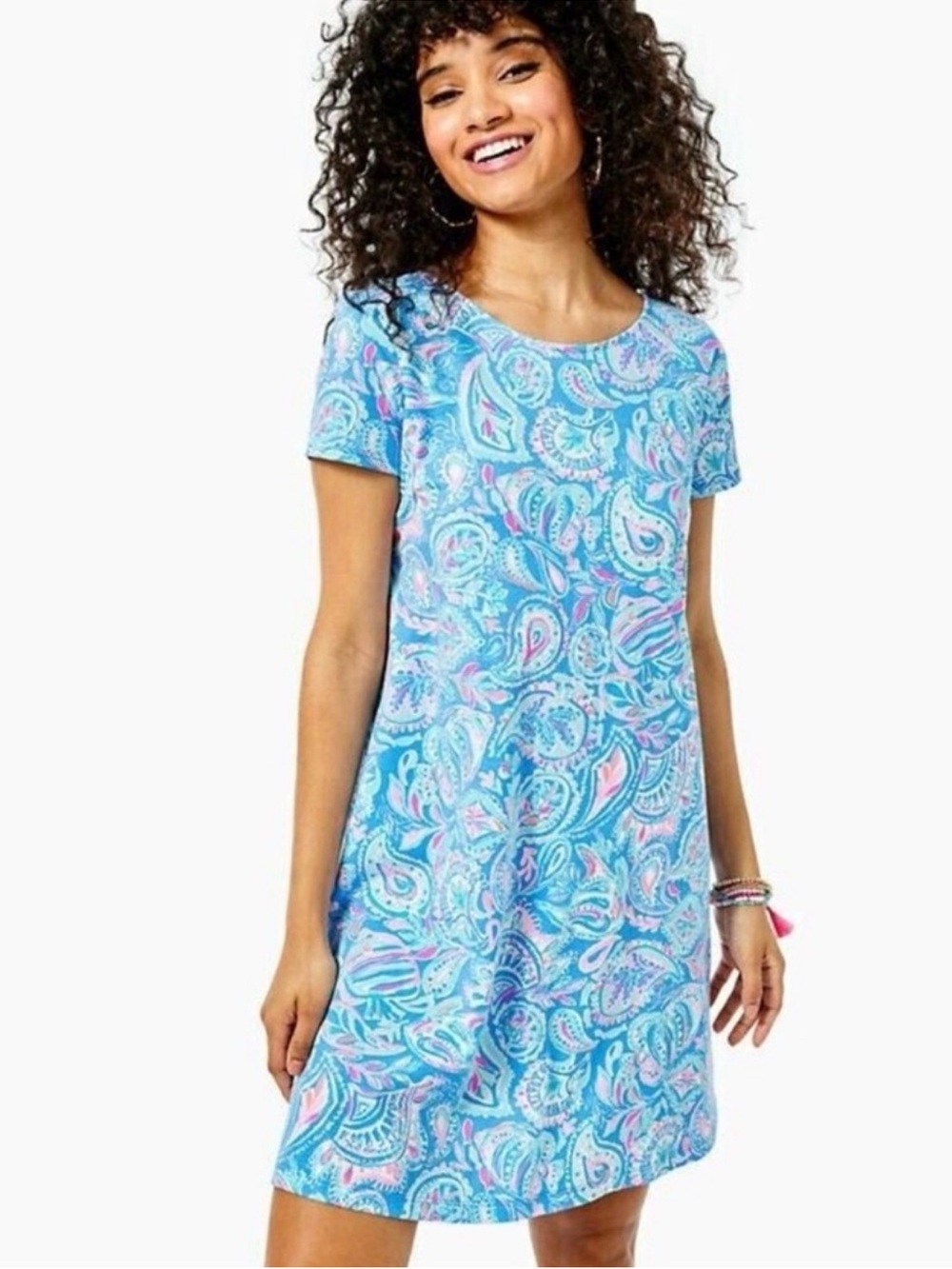 Lilly Pulitzer Kimi Swing T-shirt Dress Zanzibar Blue Fish KISS